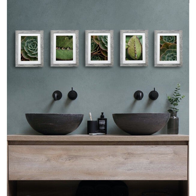 5X 7 Picture Frame W-Mat/8 X 10 Without Mat -Rustic Grey - 5 Units, , on-hover image number 1