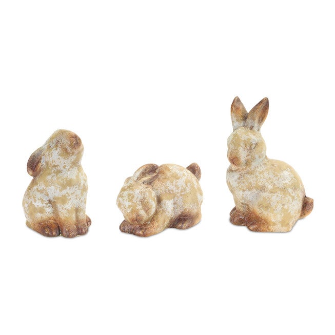 Weathered Terra Cotta Rabbit Garden Statue (Set Of 6), BROWN, hi-res image number 0