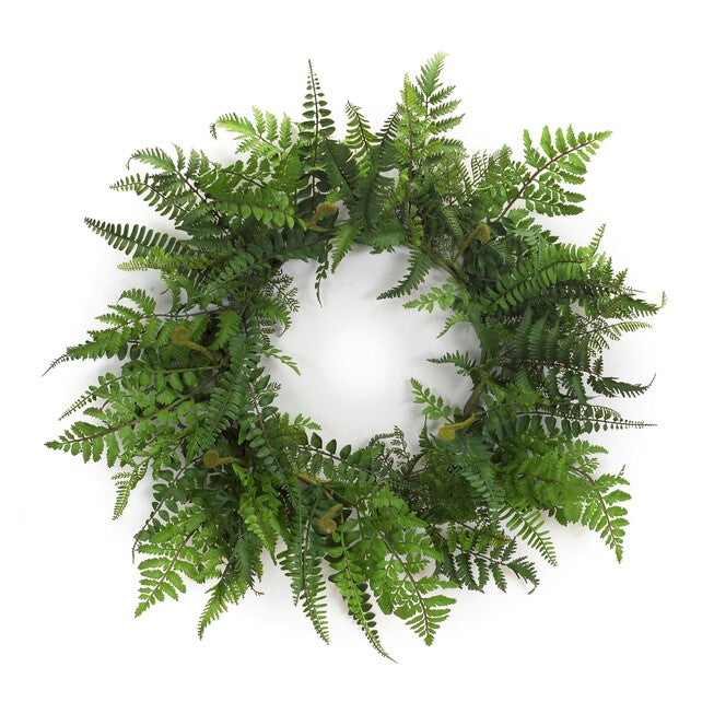 Mixed Fern Grapevine Wreath 24 inchesD, GREEN, hi-res image number null
