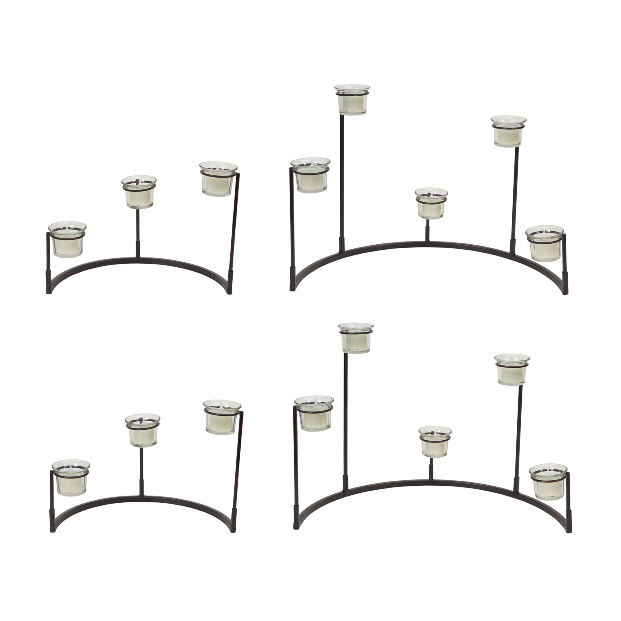 Multi-Level Votive Candle Holder Stand (Set of 4) 12 inchesH, 8.25 inchesH Metal/Glass, BLACK, hi-res image number 0