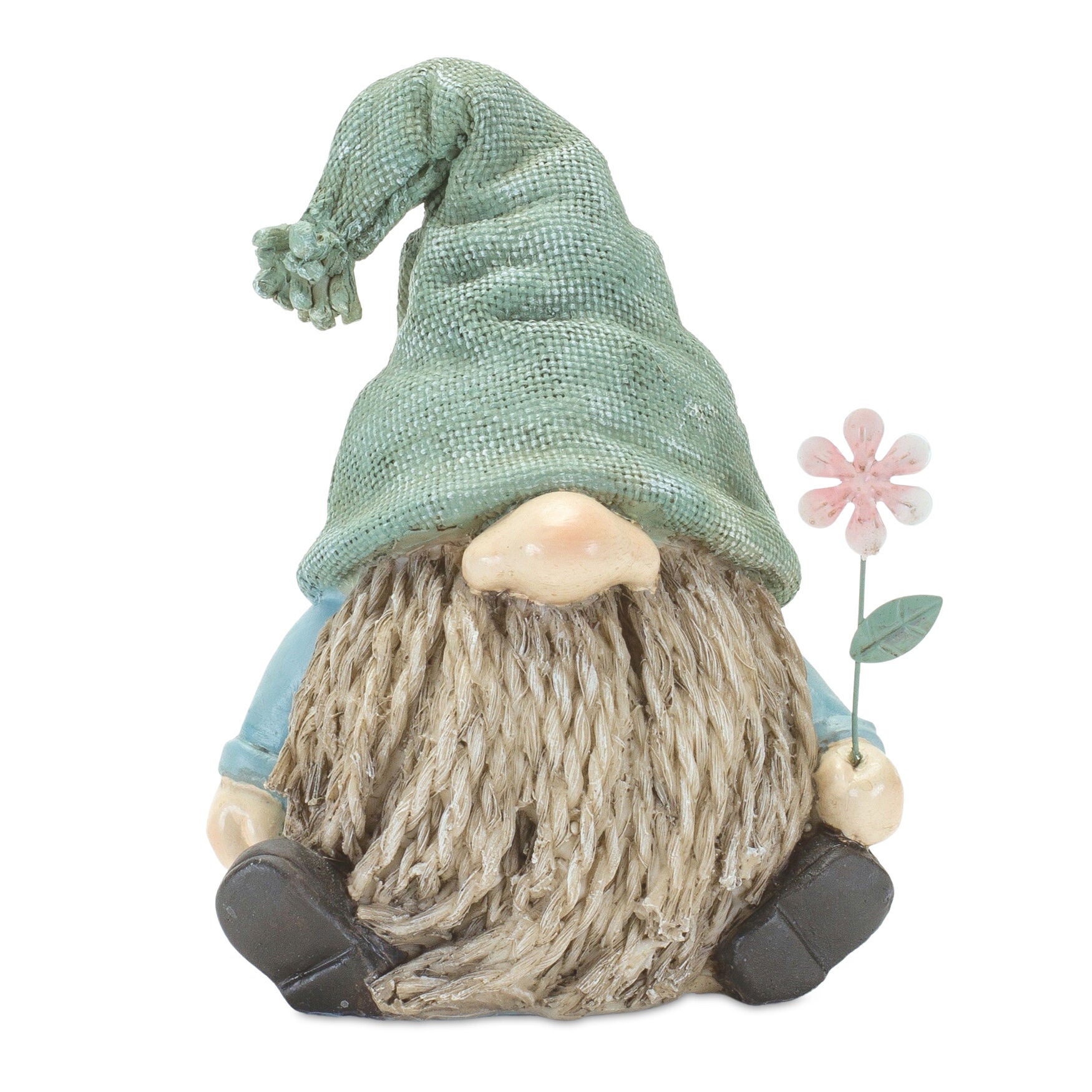 Stone Garden Gnome Figurine With Flower Stem Accent (Set Of 4), , alternate image number 2
