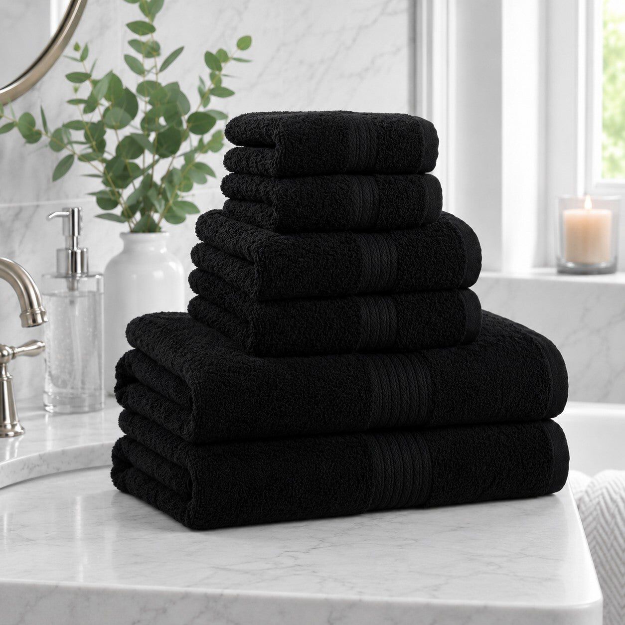 BH Studio 6-Piece Plush & Absorbent 100% Cotton Bath Towel Set
