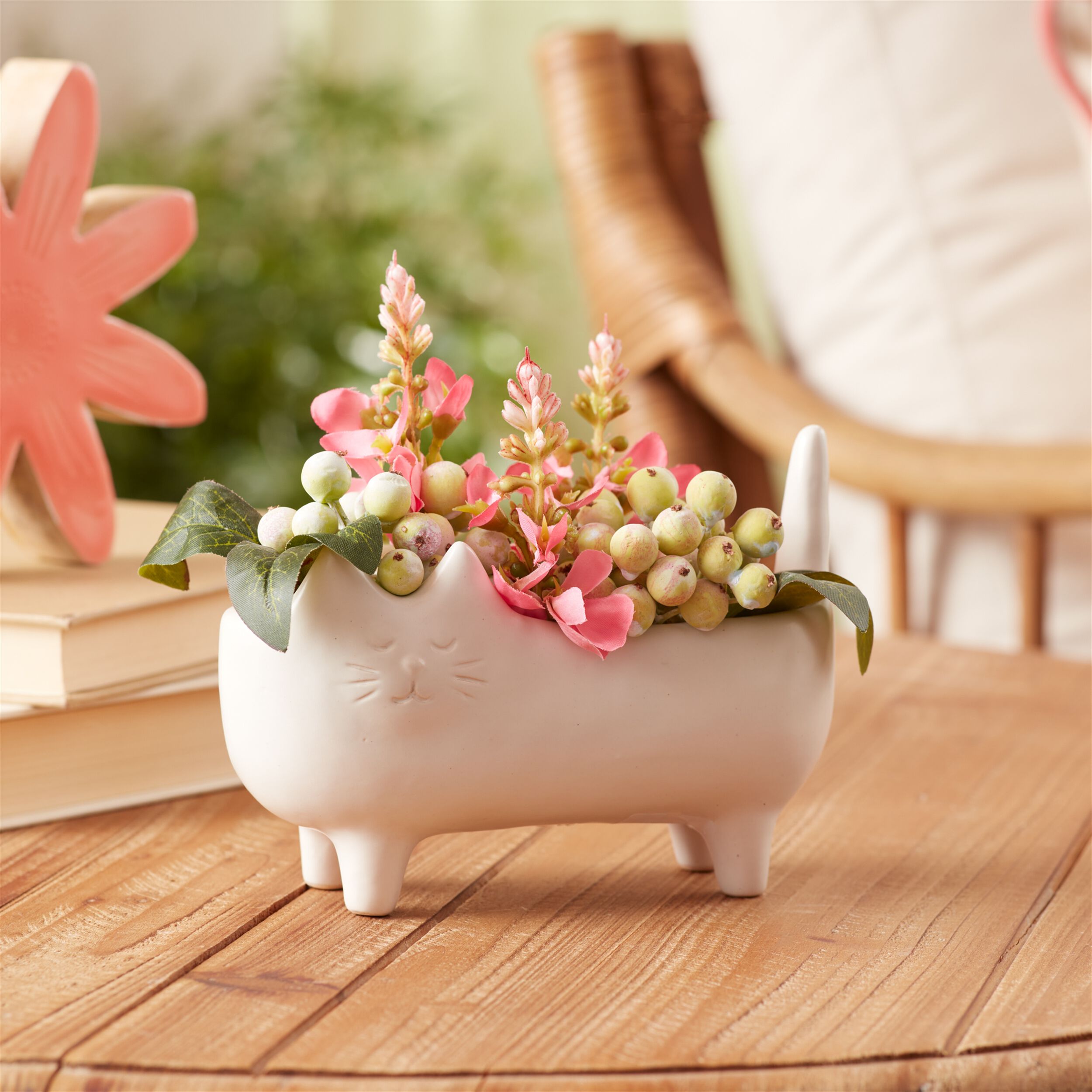 Ceramic Cat Planter Set of 2, WHITE, alternate image number 2