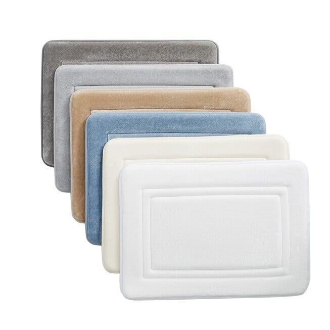 Heiq Antimicrobial Memory Foam Set Of 2 17X24 Bath Rug In Blue, , on-hover image number 1