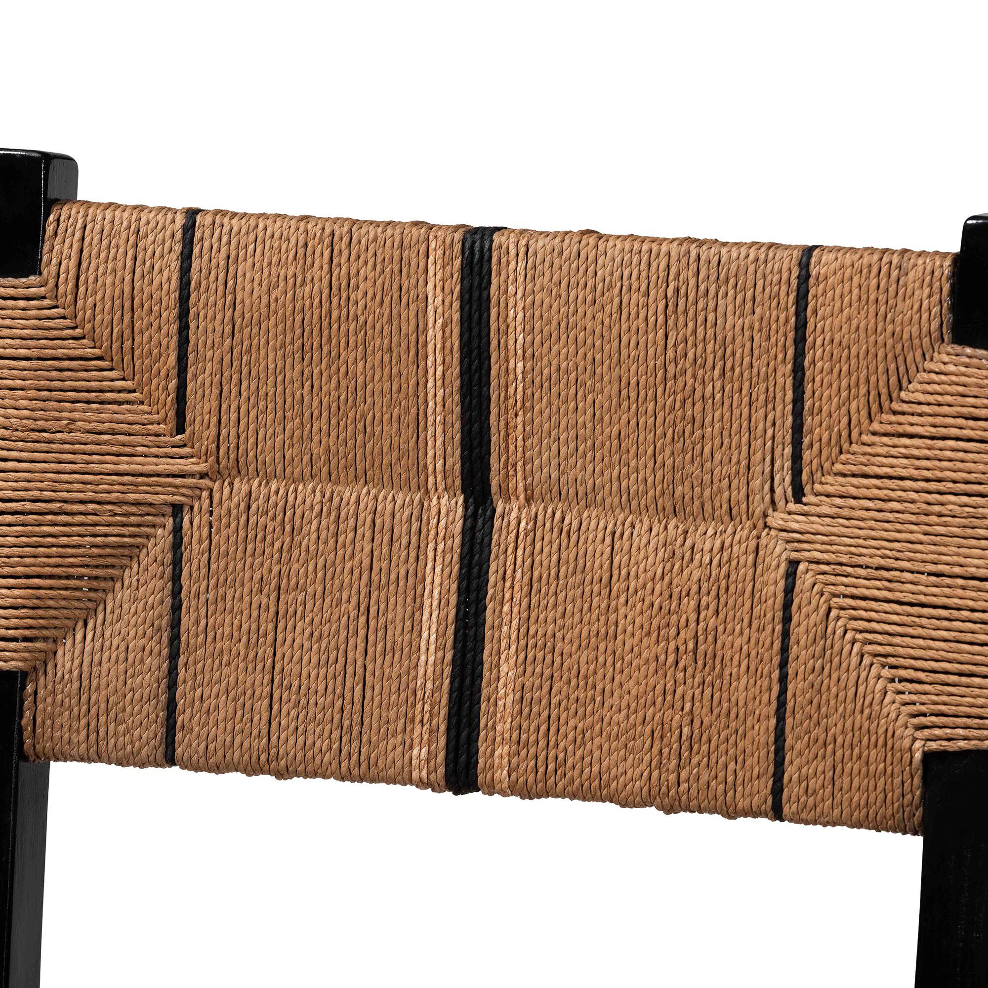 Prita Bohemian Paper Loom and Black Mahogany Wood Dining Chair, BLACK, alternate image number 5