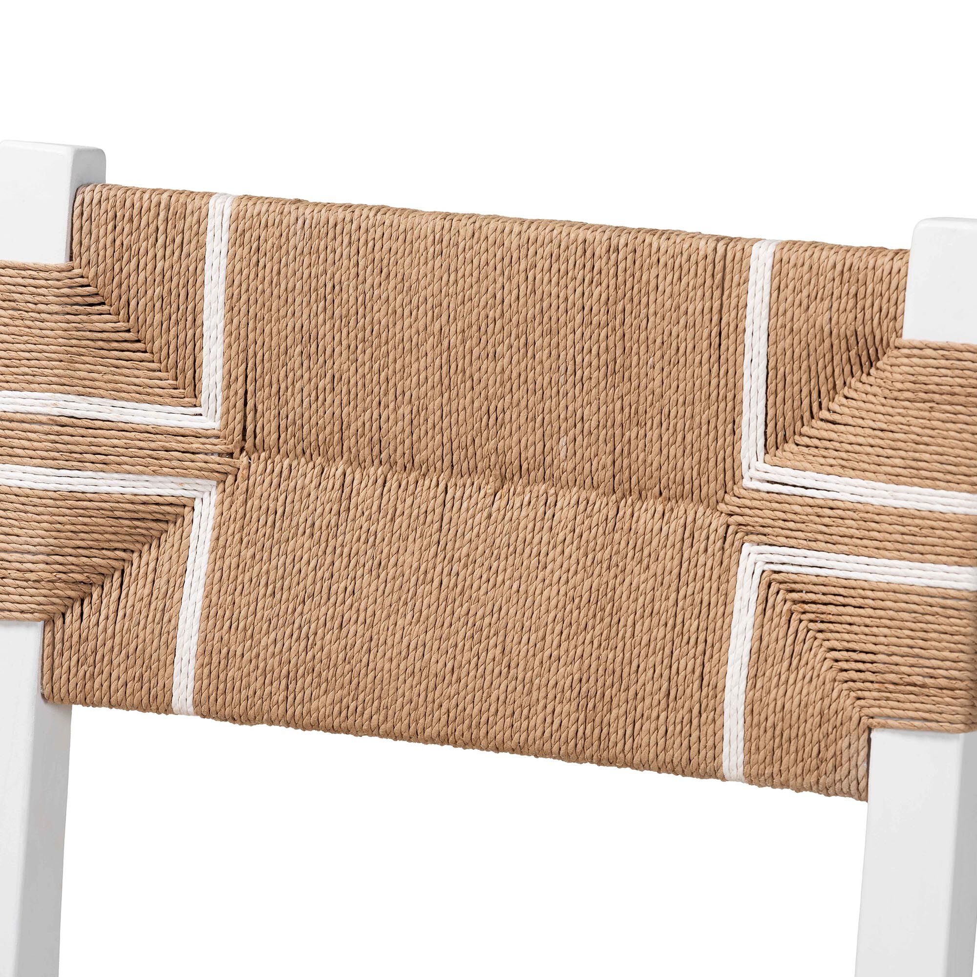 Talli Bohemian Paper Loom and White Mahogany Wood Dining Chair, BROWN, alternate image number 5