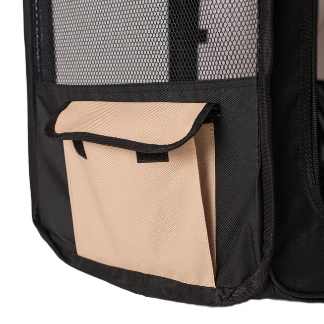 Portable Pet Dog Kitten Playpen In Black And Beige Combo, , alternate image number null