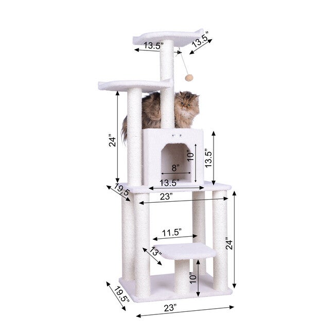 Classic 62 inches Real Wood Cat Tree With Levels, Condo And Two Perches, , alternate image number null
