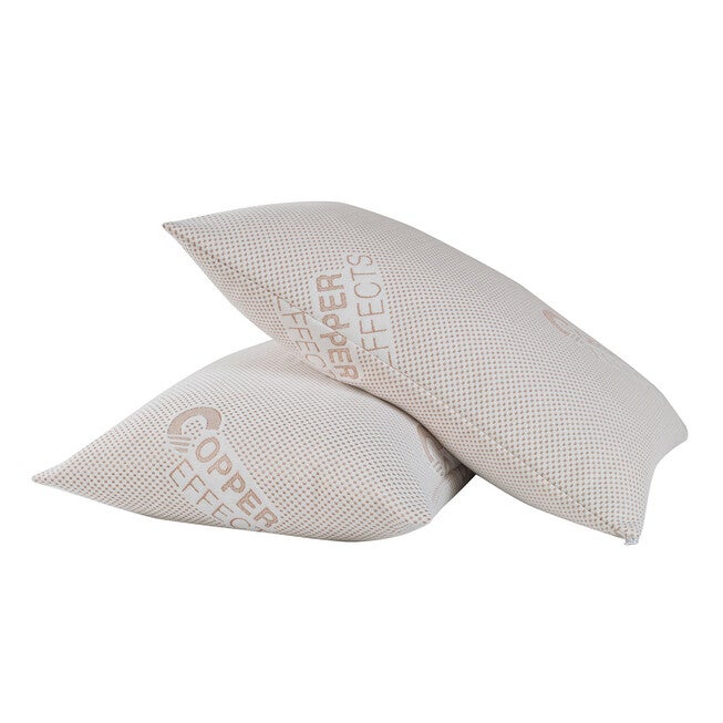 All-In-One Copper Effects Antimicrobial Pillow Protector 2-Pack, Standard/Queen, WHITE, hi-res image number null
