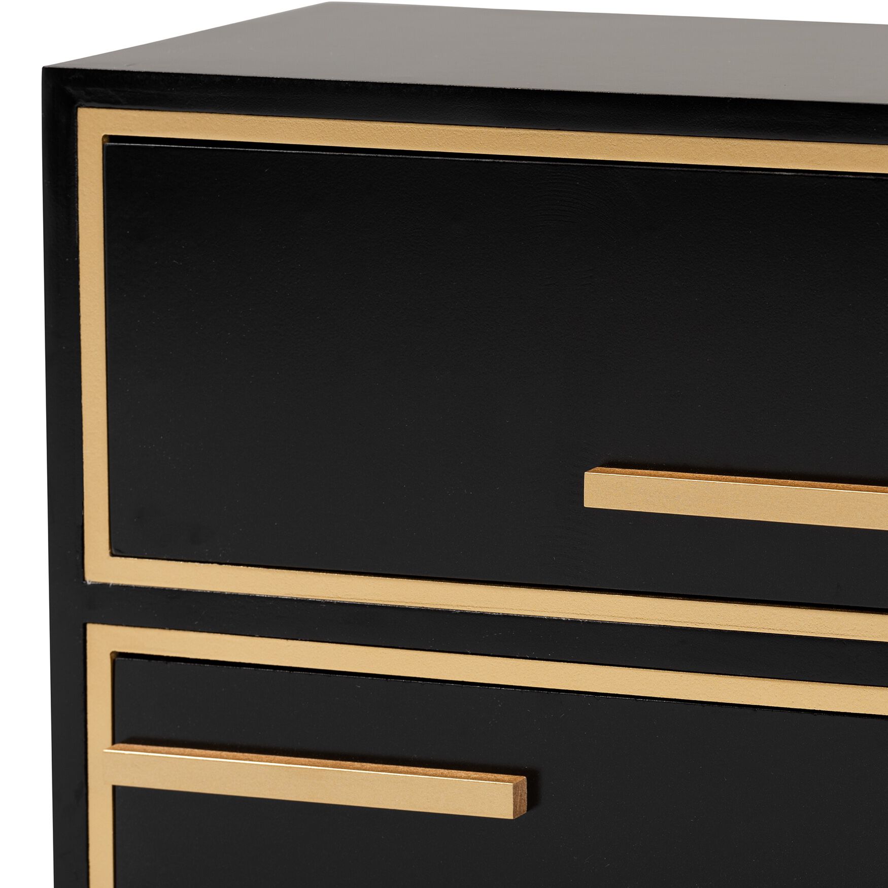 Giolla Contemporary Glam And Luxe Black Finished Wood And Gold Metal 2-Drawer Nightstand, , alternate image number 4