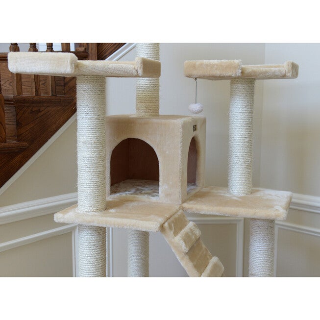 Multi-Level 74 inches Real Wood Cat Tree Play Furniture With Sratchhing Posts, Large Playforms, , alternate image number 6