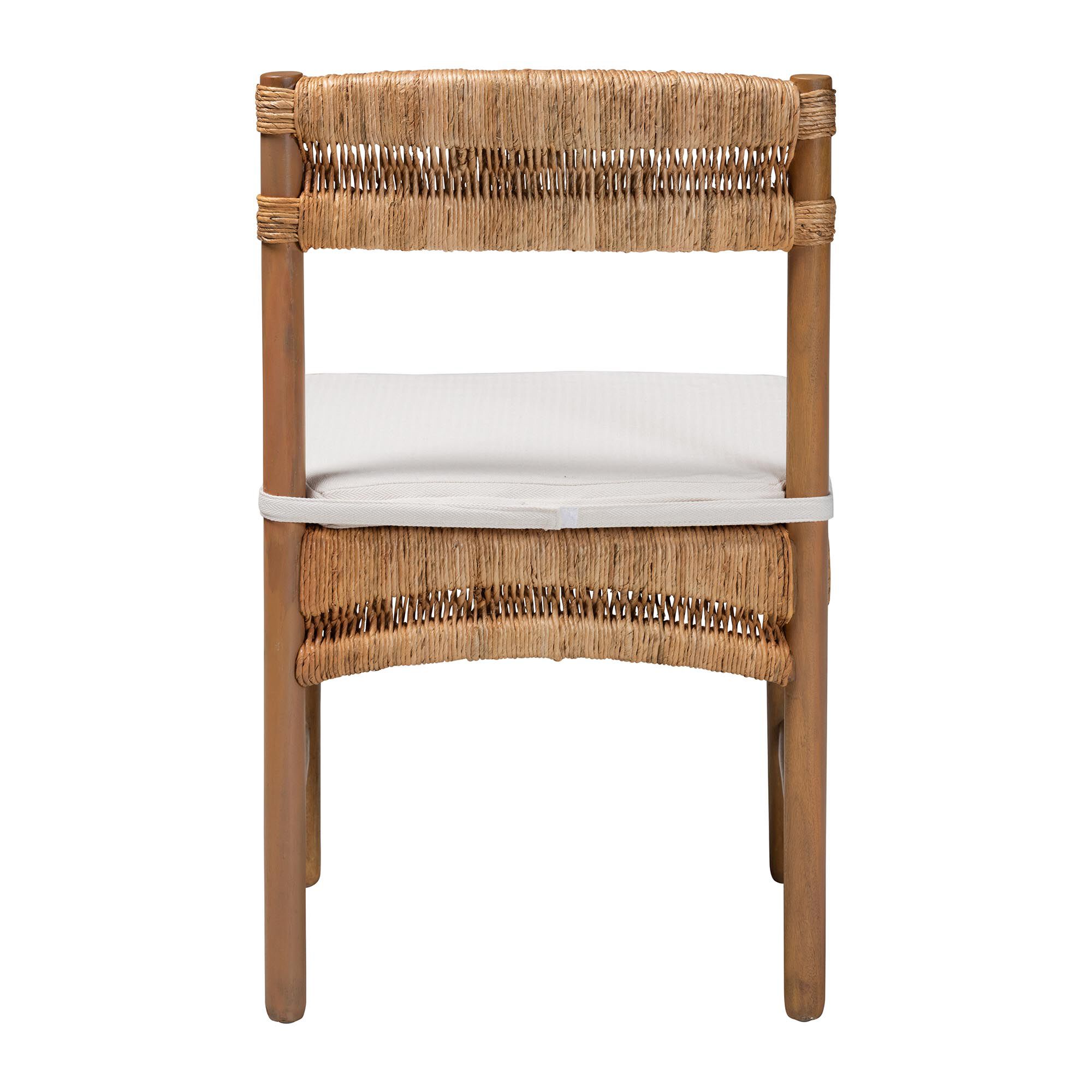 Elvera Woven Seagrass and Mahogany Wood Dining Chair, WALNUT, alternate image number 4