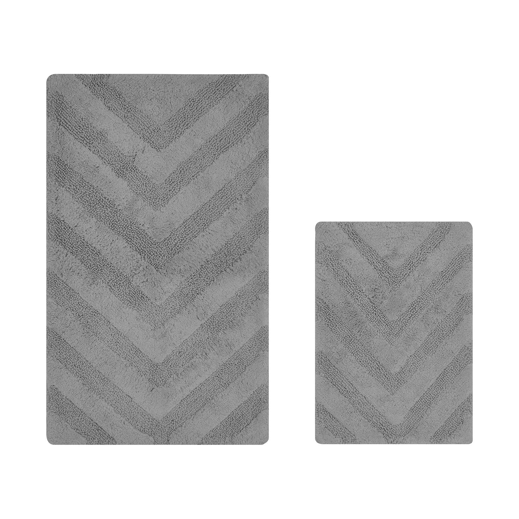 Hugo Collection 100% Cotton 2 Piece (17 inches X 24 inches | 24 inches X 40 inches) Bath Rug Set, GRAY, hi-res image number 0