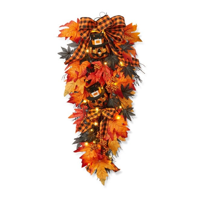 Pre-Lit Pumpkin Swag, BLACK ORANGE, hi-res image number null