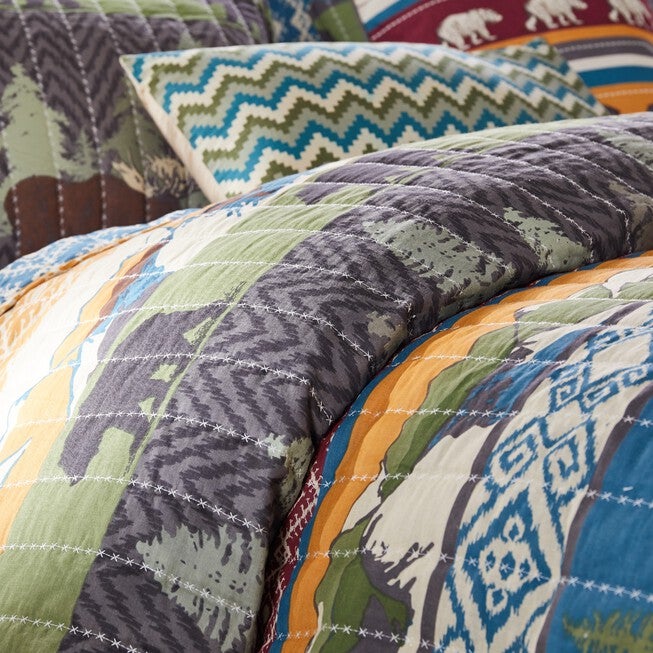 Black Bear Lodge Quilt And Decorative Pillow Set, , on-hover image number 1
