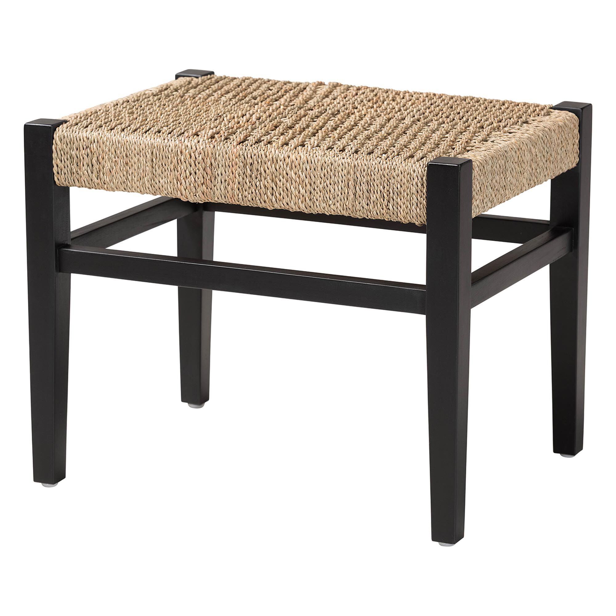 Amber Seagrass Accent Bench, BLACK, alternate image number 1