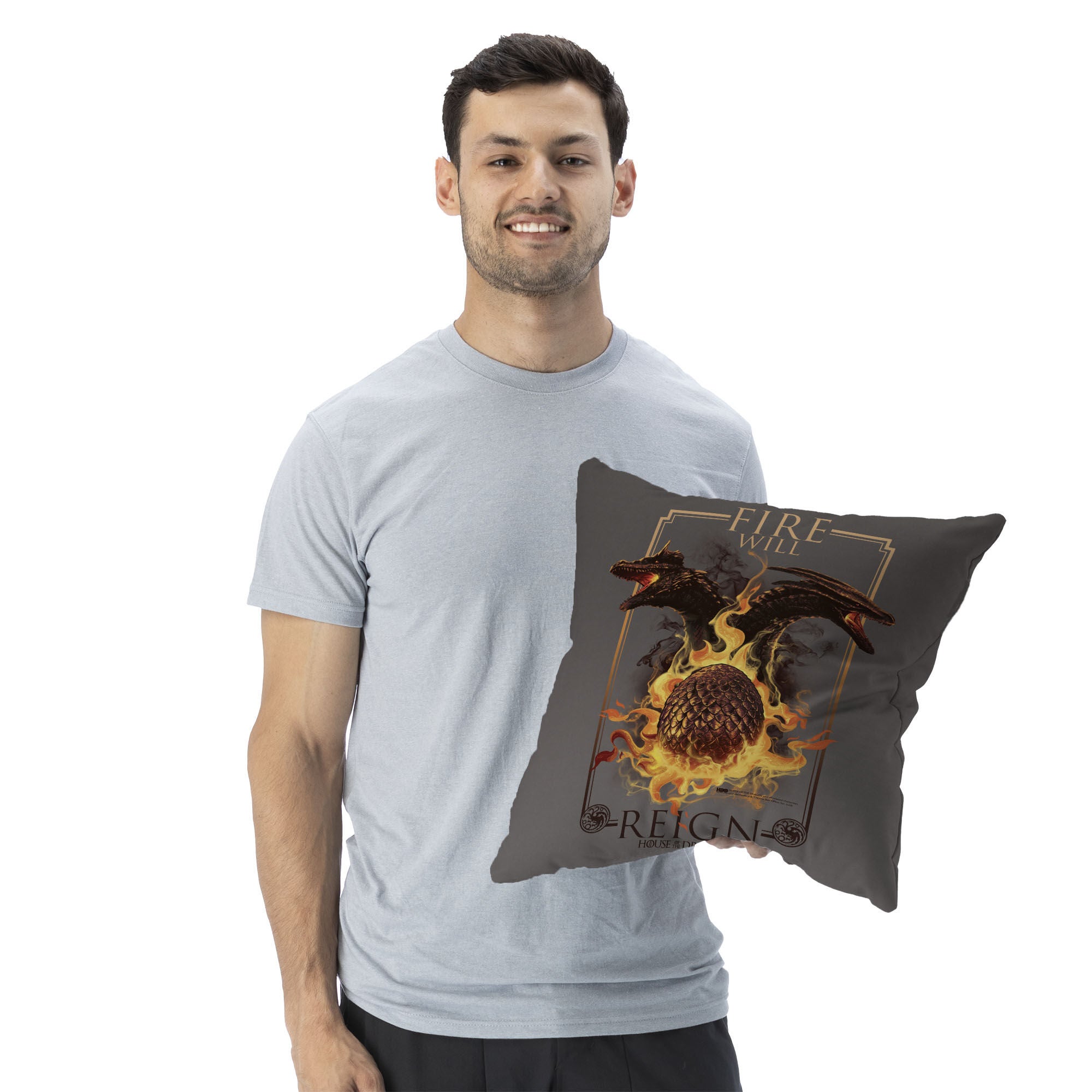Warner Bros. House of the Dragon Let it Reign Throw Pillow 18X18 Inches, BROWN, alternate image number 2