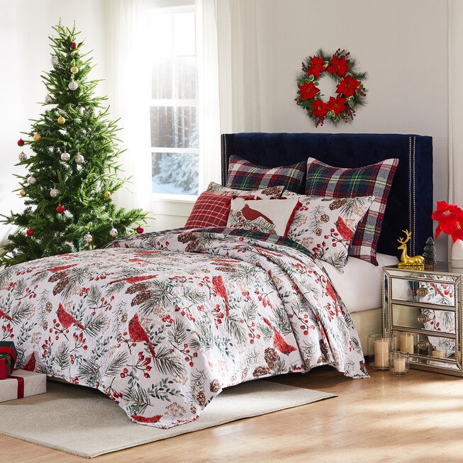 Cardinal Plaid Winter Wonderland Quilt Set, Red, 2-Piece Twin, RED, alternate image number 6