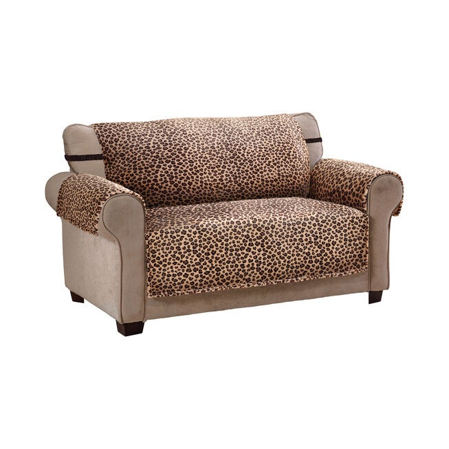 Leopard Plush Loveseat Furniture Cover, , on-hover image number 1