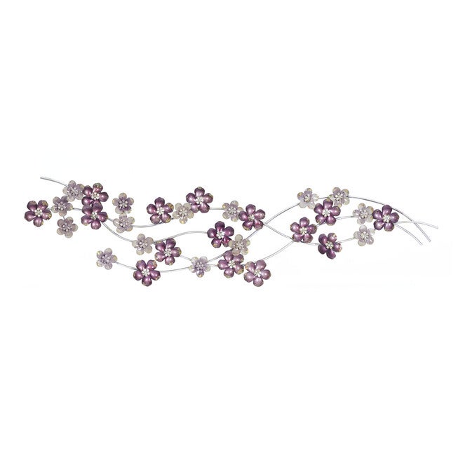 Purple Metal Glam Floral Wall Decor, PURPLE, hi-res image number null