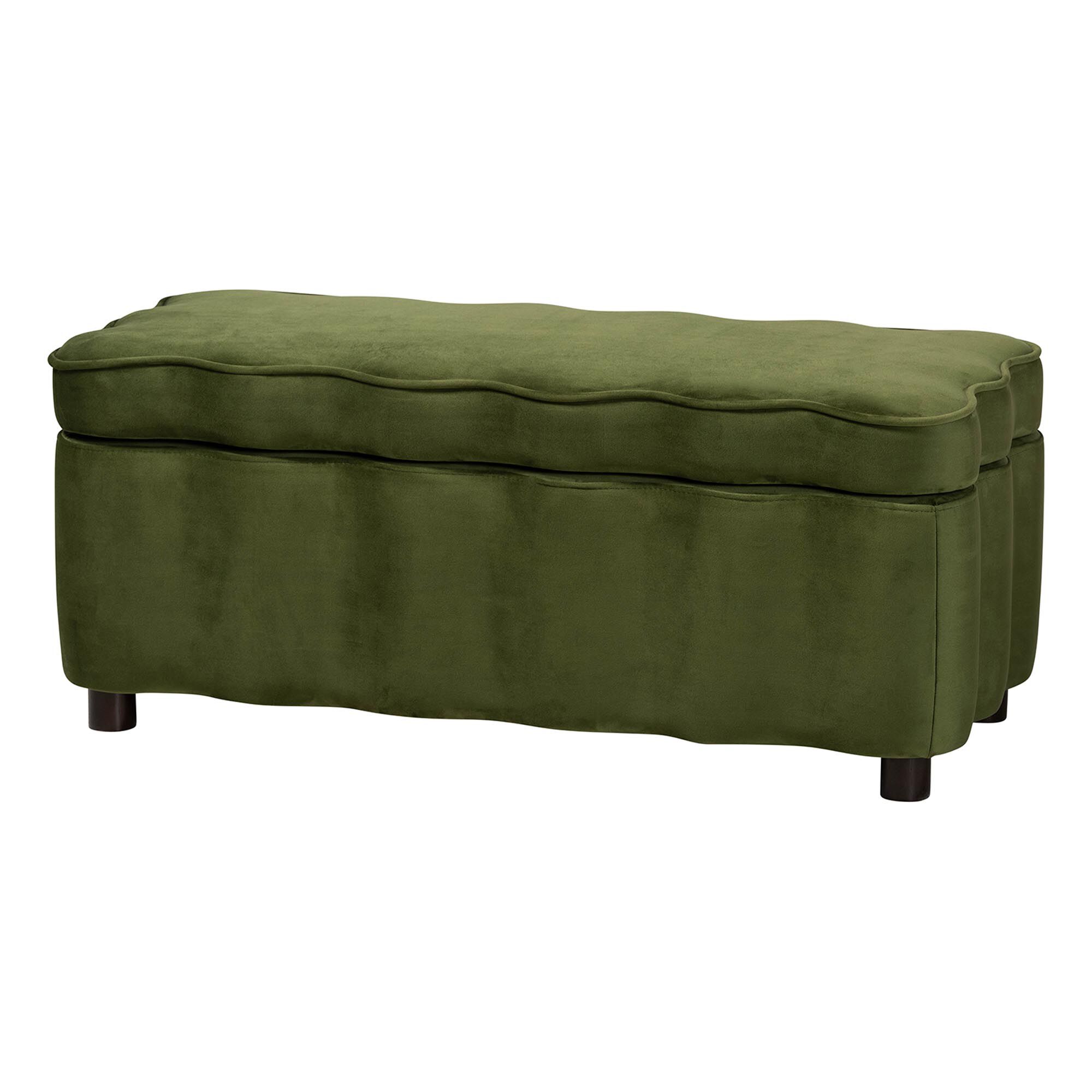 Paulina Velvet Storage Bench, GREEN, alternate image number 1