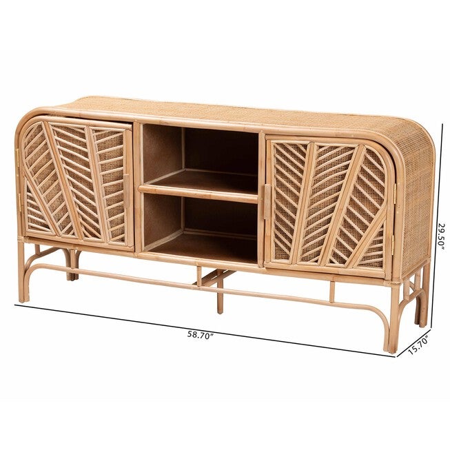 Carabella Bohemian Natural Rattan 2-Door Storage Cabinet, , alternate image number null