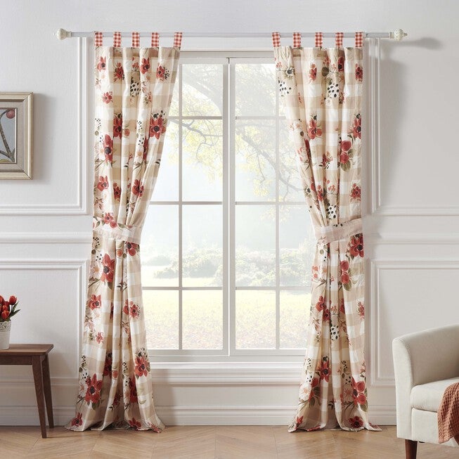 Wheatly Ruffled Gingham Curtain Panels, Set Of 2 With Tiebacks, , on-hover image number null