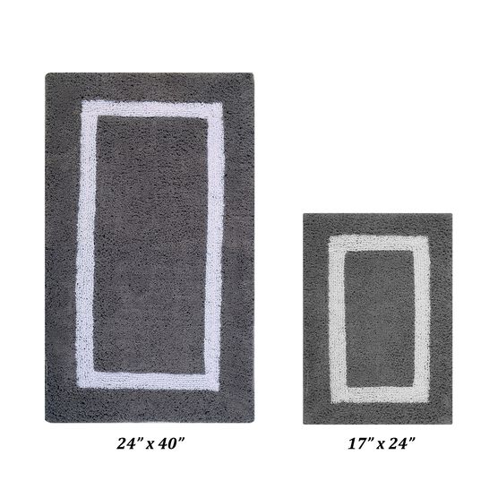 Hotel Collectionis Bath Mat Rug, 2 Piece Set (17" x 24" | 24" x 40"), GRAY WHITE, hi-res image number null