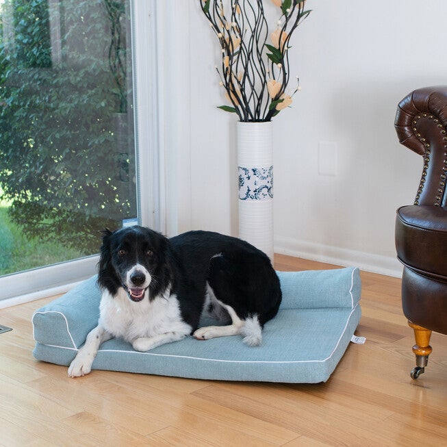 Bolstered Pet Bed Cushion With Poly Fill Cushion, Medium SoothIng Blue, , on-hover image number null