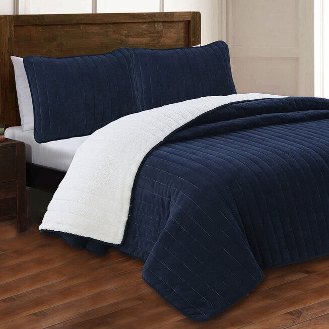 Estate Collection Caleb Corduroy Quilt Set, NAVY, hi-res image number 0