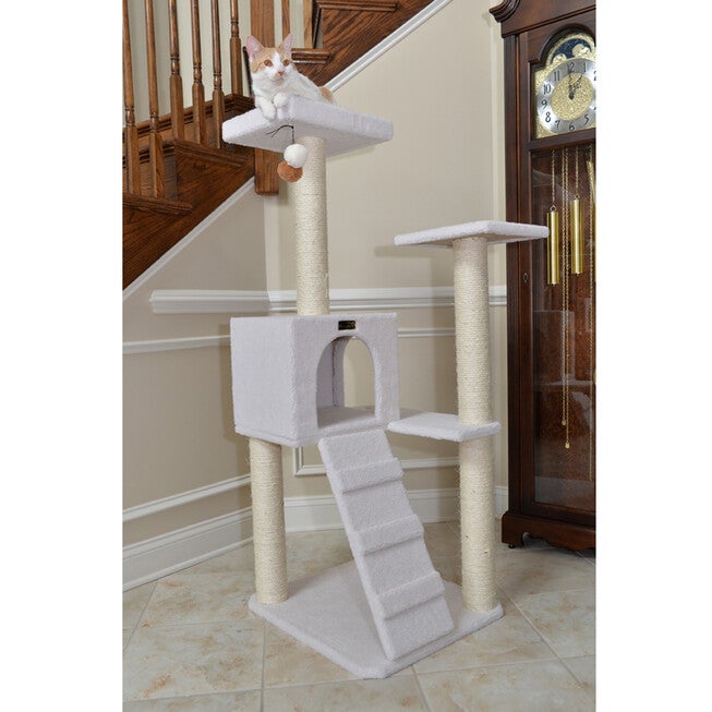 Fleece Covered 53 inches High Real Wood Cat Tree, , alternate image number null