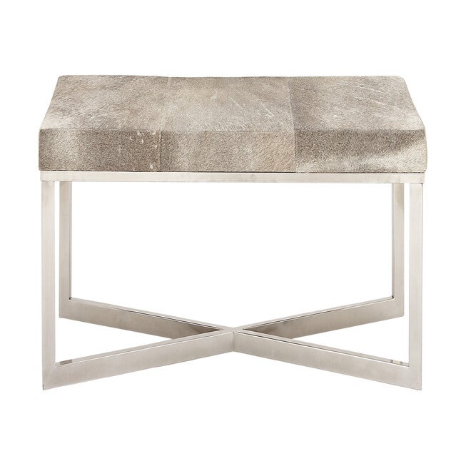 Grey Stainless Steel Contemporary Bench Bench, GREY, hi-res image number 0