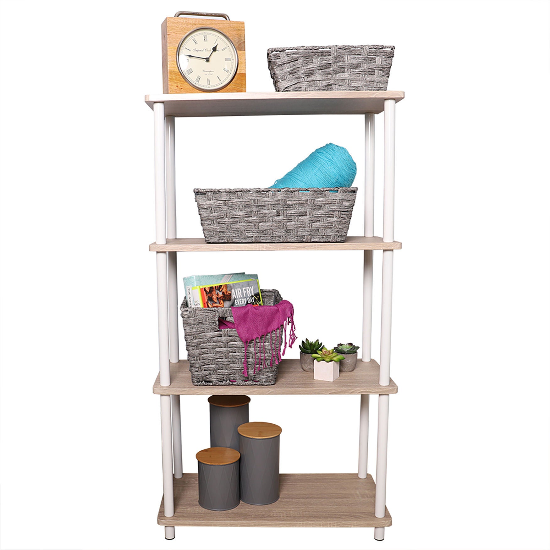 Home Basics Pine Wood 4 Tier Rectangular Corner Shelf, , on-hover image number 1