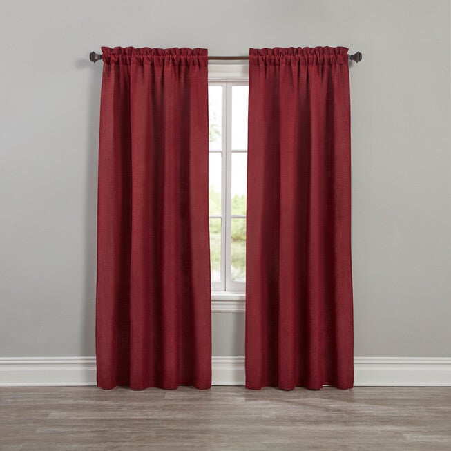Textured Rod Pocket Window Panel, BURGUNDY, hi-res image number null