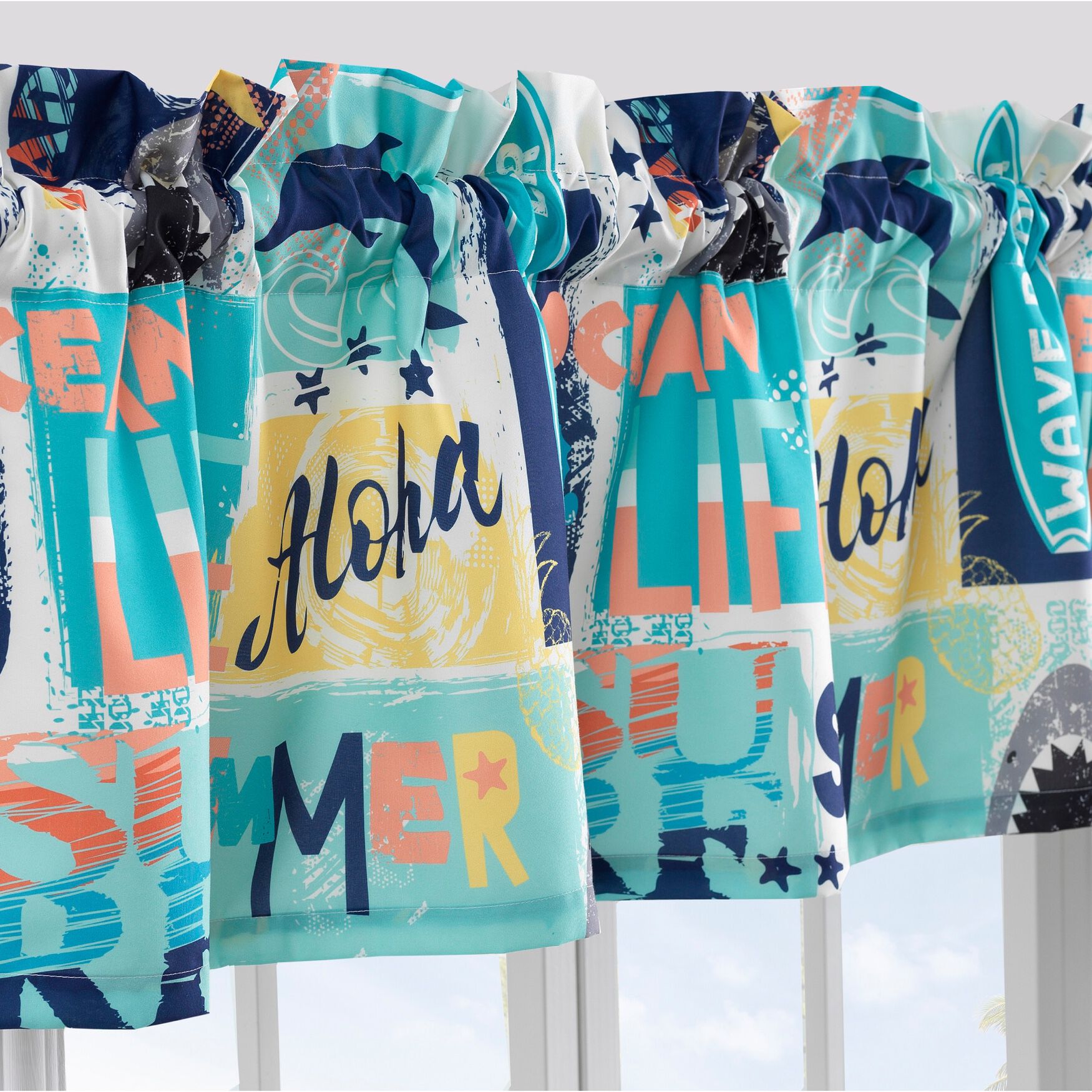 Wave Rider Window Treatment Valance Curtains, , alternate image number 4