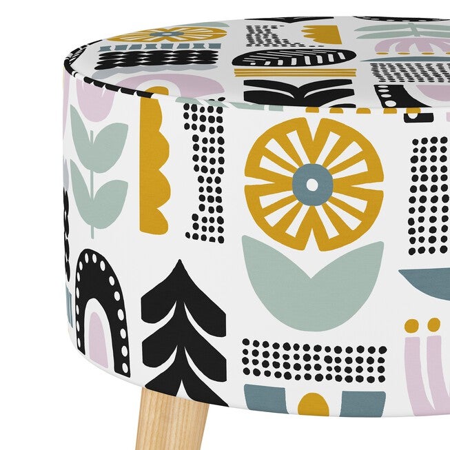 Helsinki Block Round Ottoman with Splayed Legs, , alternate image number 2