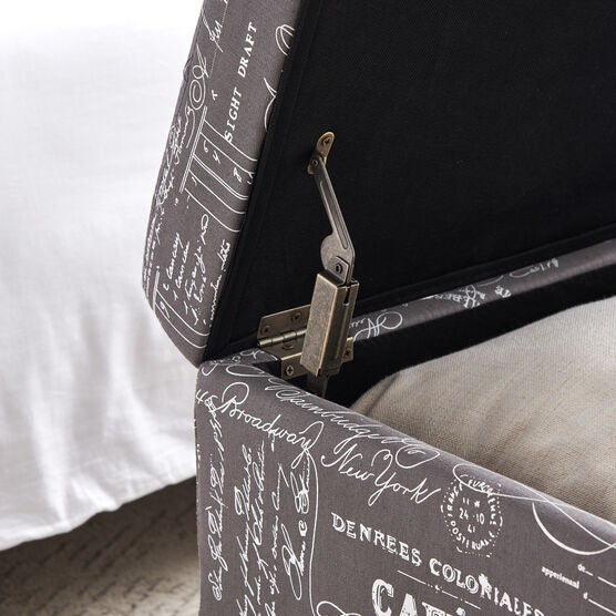 Stephanie Ottoman Grey Linen With Script, , alternate image number null
