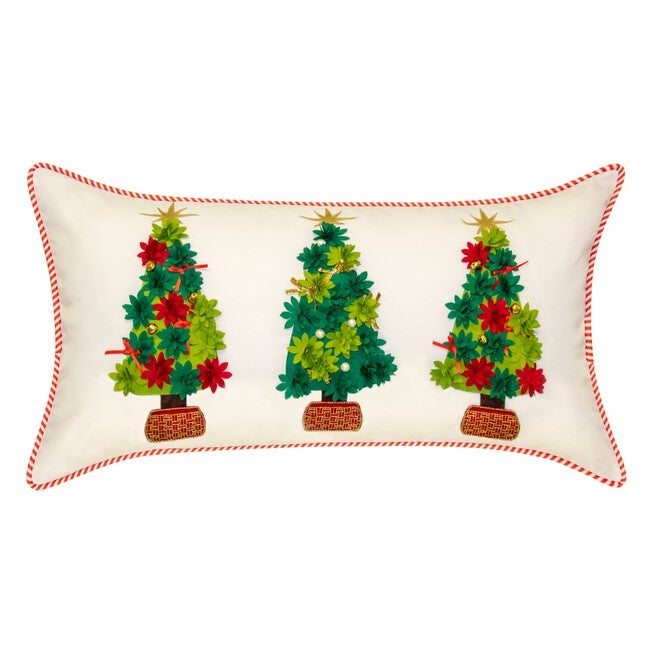 Indoor & Outdoor Holiday Potted Christmas Trees Decorative Pillow , MULTI, hi-res image number 0