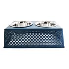 Mallard Blue Raised Pet Dog Feeder with Bowls, BLUE, hi-res image number null
