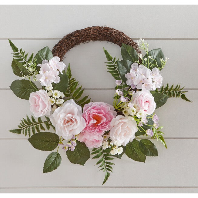 18" Summer Pink Rose Wreath, MULTI, hi-res image number null