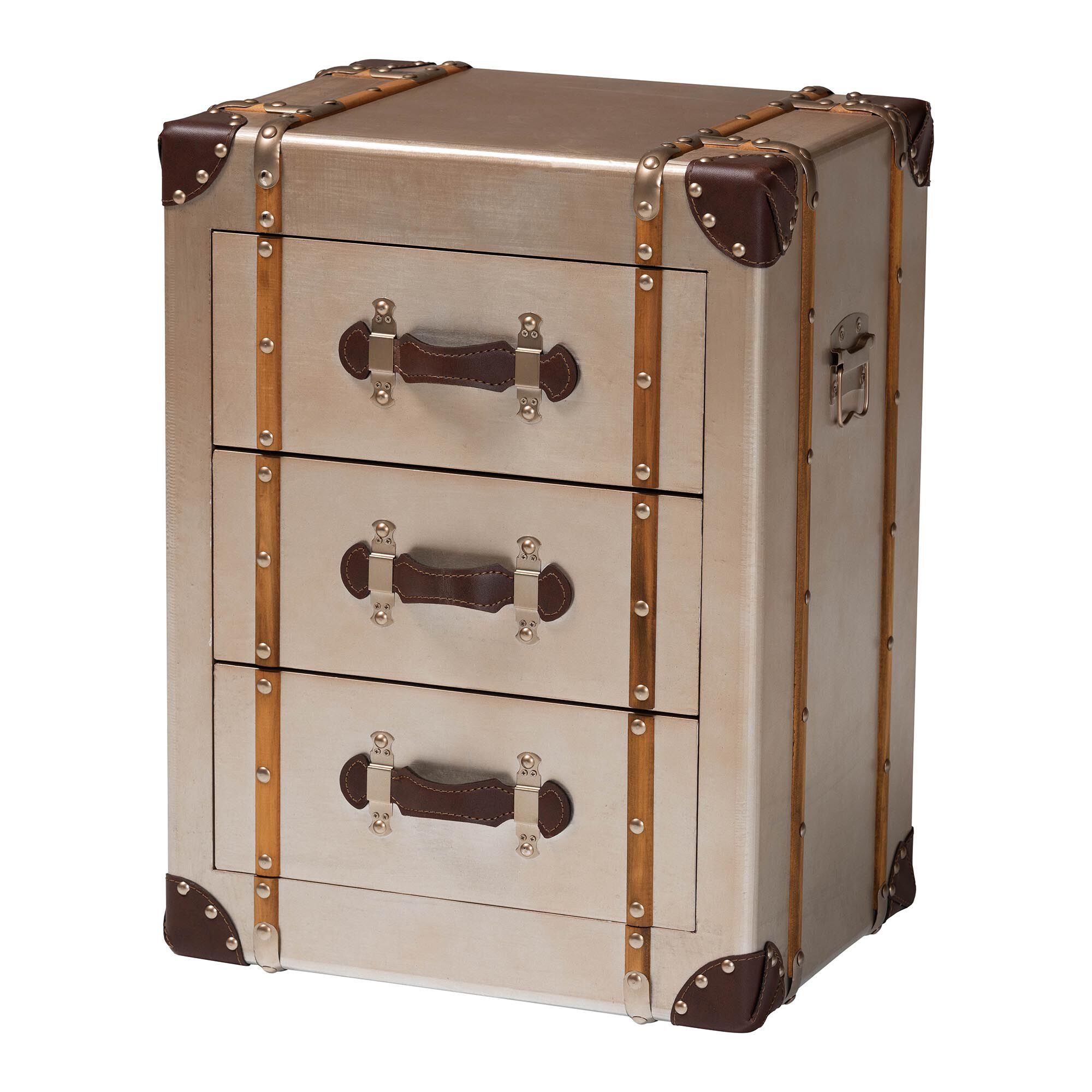 Naylor Vintage Matte Bronze 3-Drawer Cabinet, BRONZE, alternate image number 1