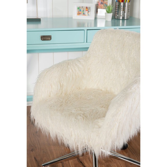 Fenton Faux Fur Office Chair White, , alternate image number 4