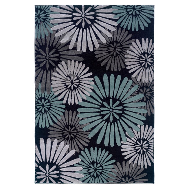 Milan Black/Aqua 2'X3' Area Rug, BLACK AQUA, hi-res image number null