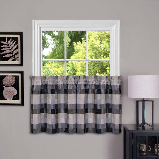 Harvard Window Curtain Tier Pair, BLACK, hi-res image number null