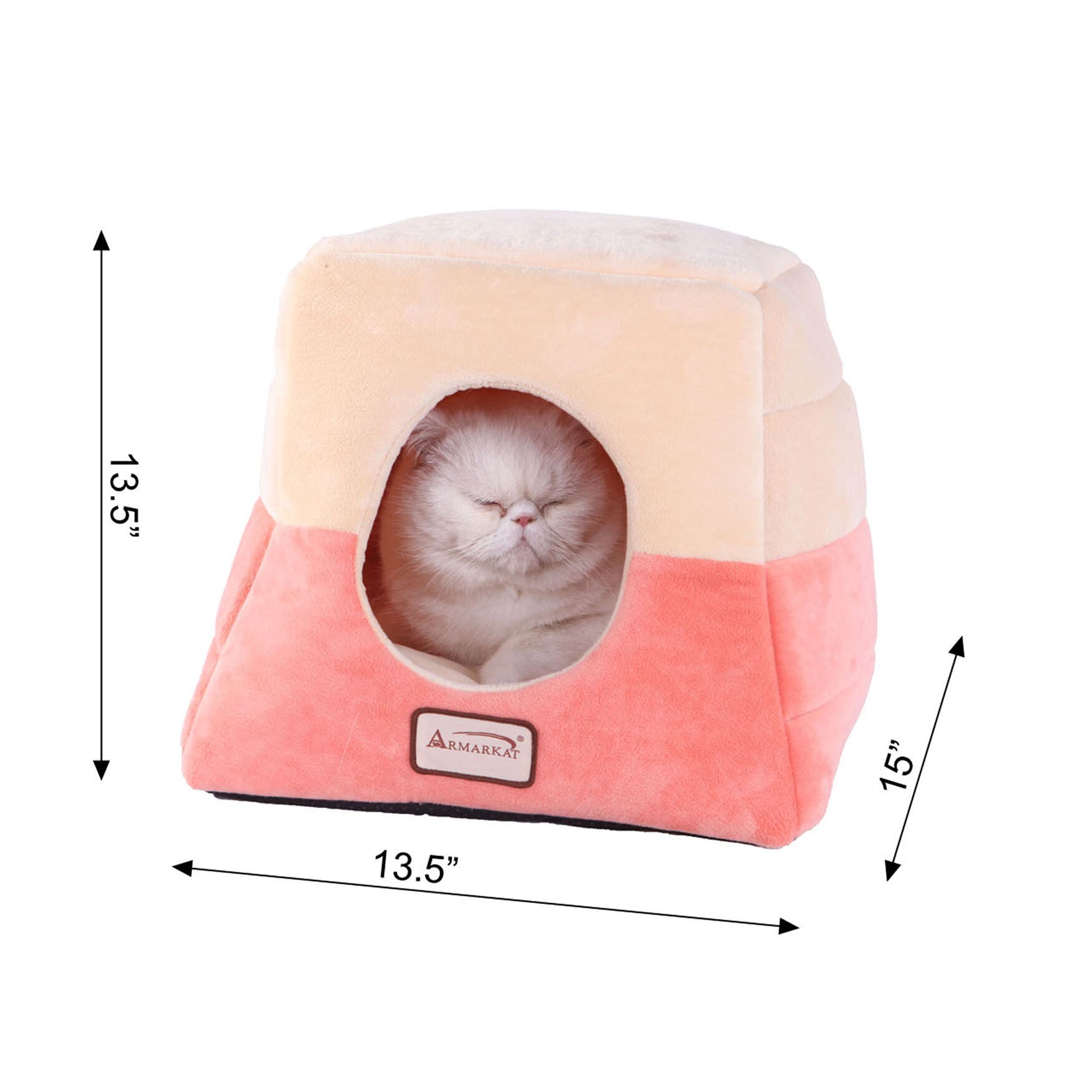 2-In-1 Cat Bed Cave Shape And Cuddle Pet Bed, Orange Beige, , alternate image number 5