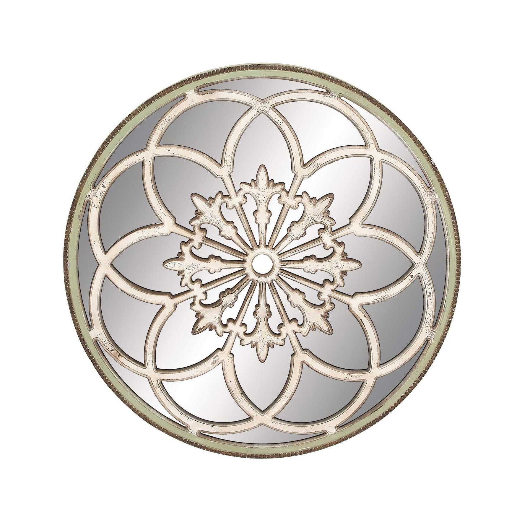 White Vintage Wood Wall Mirror, WHITE, hi-res image number 0