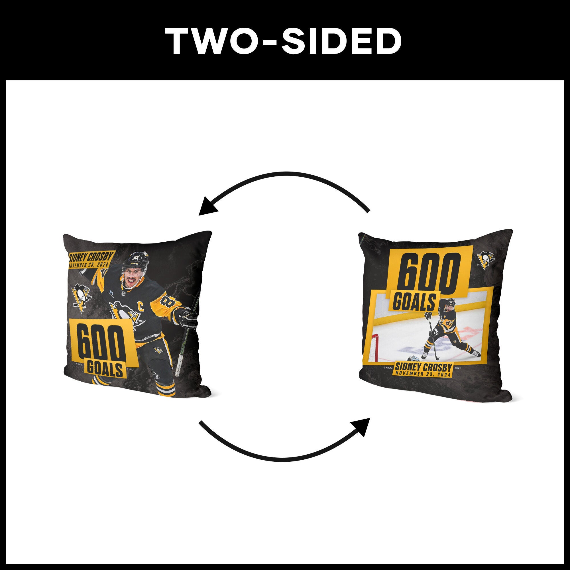 Pittsburgh Penguins Sidney Crosby NHL 600 Goal Milestone Throw Pillow 18X18 Inches, NHL PILLOW, alternate image number 5
