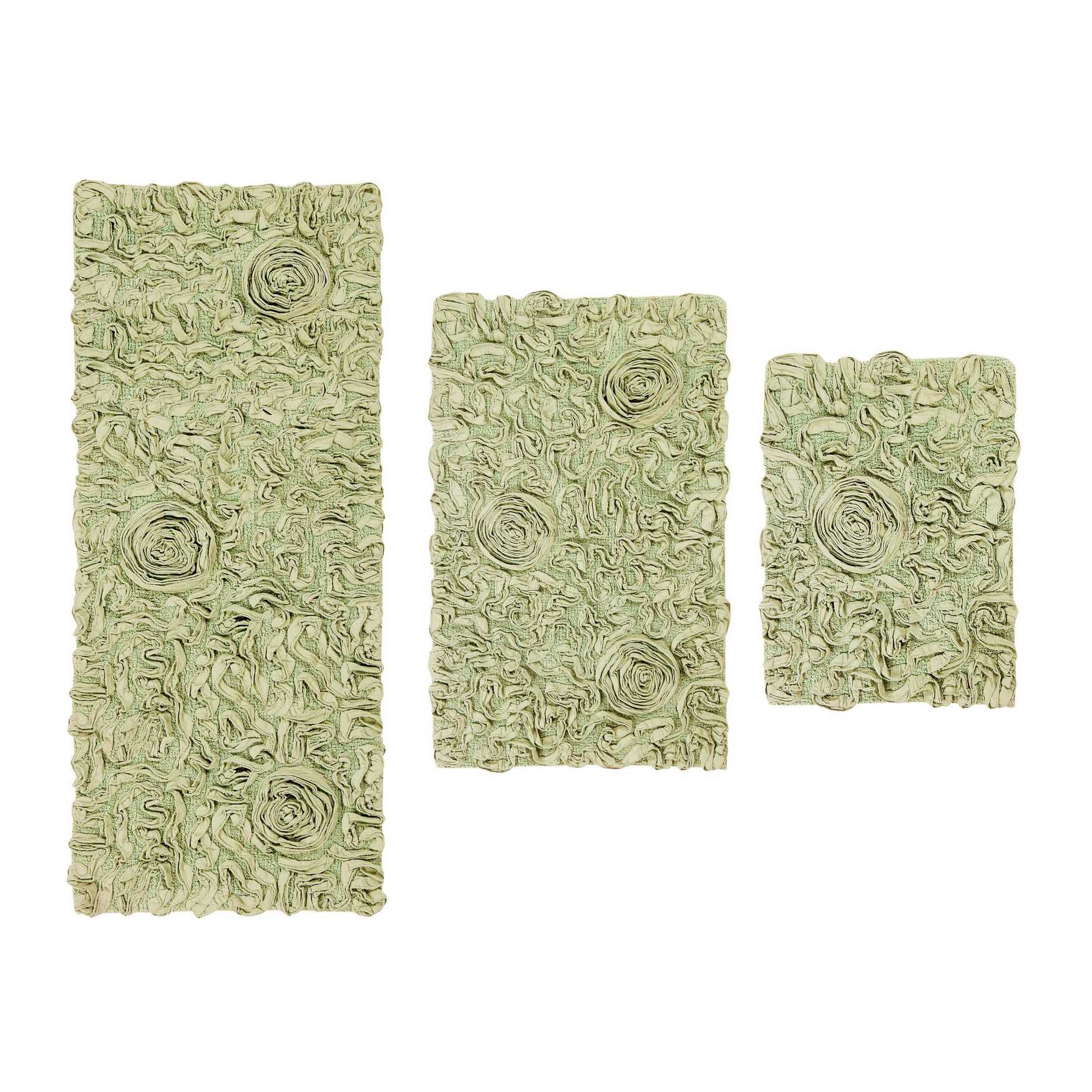 Bell Flower 3 Piece Bath Rug Collection, GREEN, hi-res image number 0