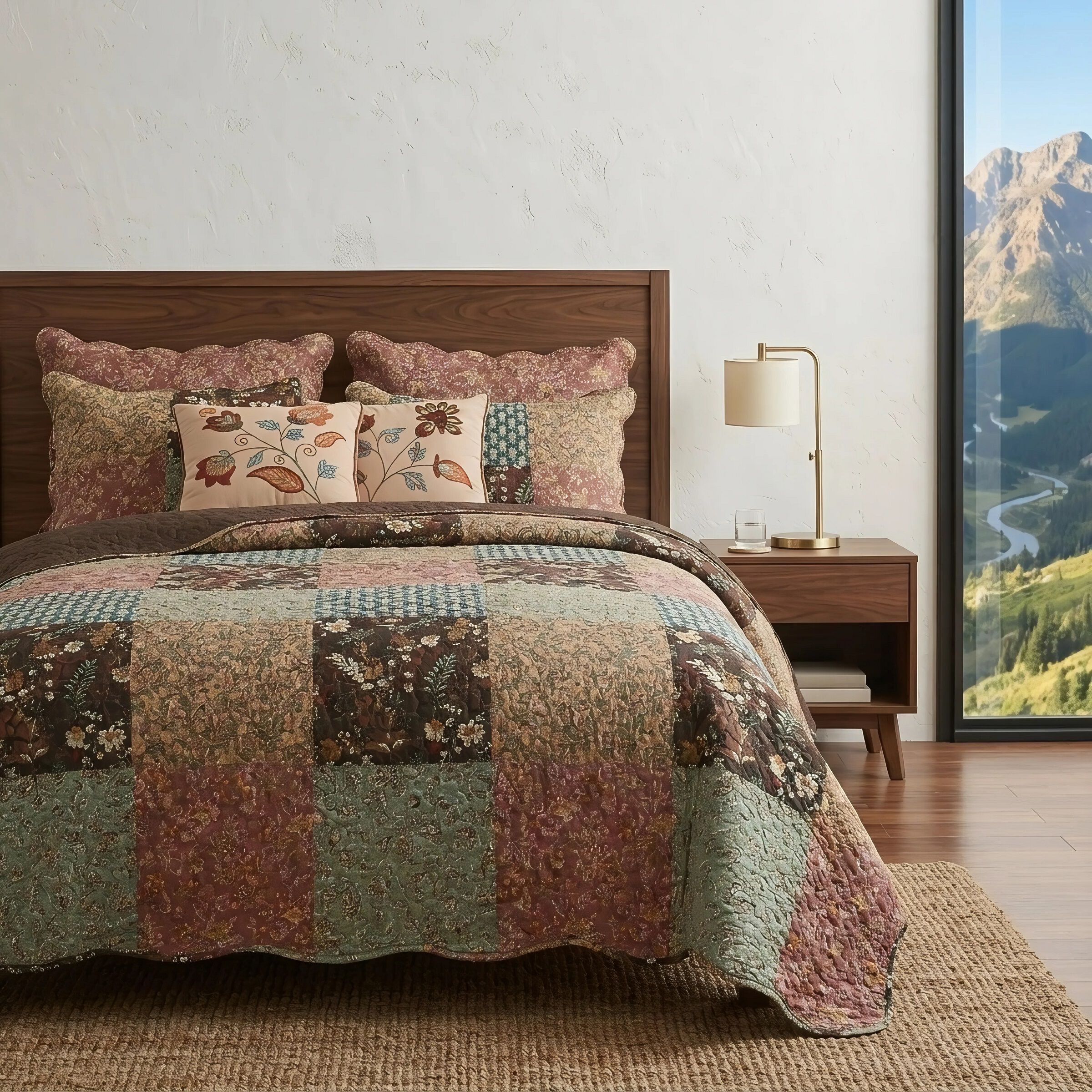 Hazel Vintage Floral Patchwork Quilt Set, MULTI, alternate image number 4