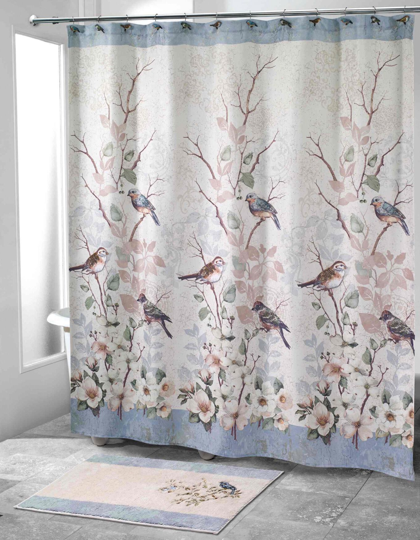 Novelty Shower Curtain, LOVE BIRD, on-hover image number 1